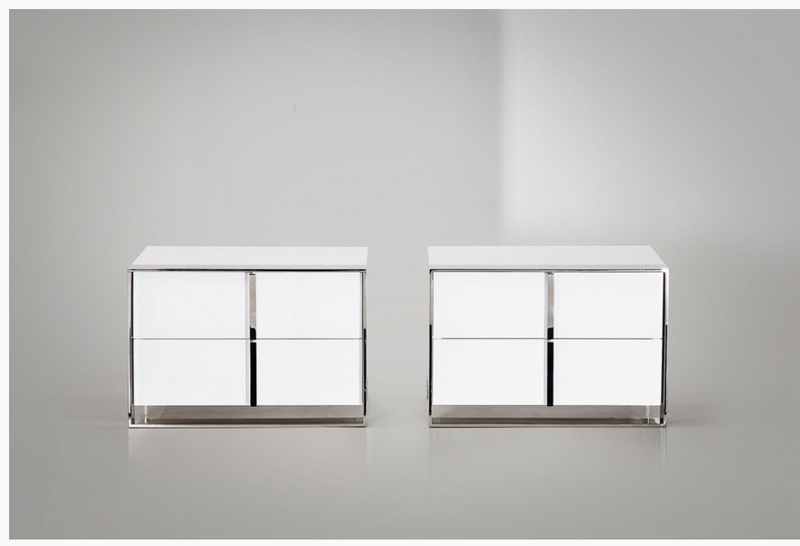 Magnus Modern White Leatherette Bedroom Set