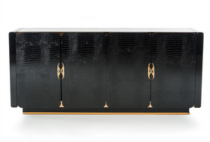 Delia Black Crocodile & Rosegold Modern Buffet