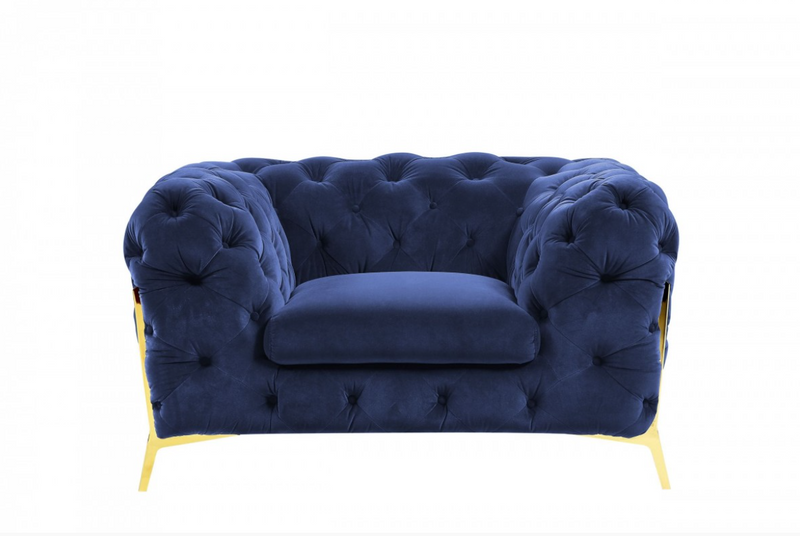 Bronte Transitional Dark Blue Fabric Chair