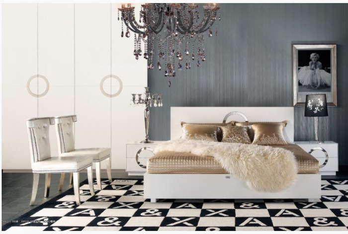 Marisol Modern White Crocodile Lacquer Bed