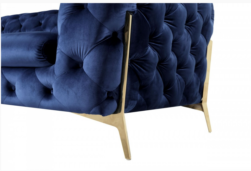 Bronte Transitional Dark Blue Fabric Chair
