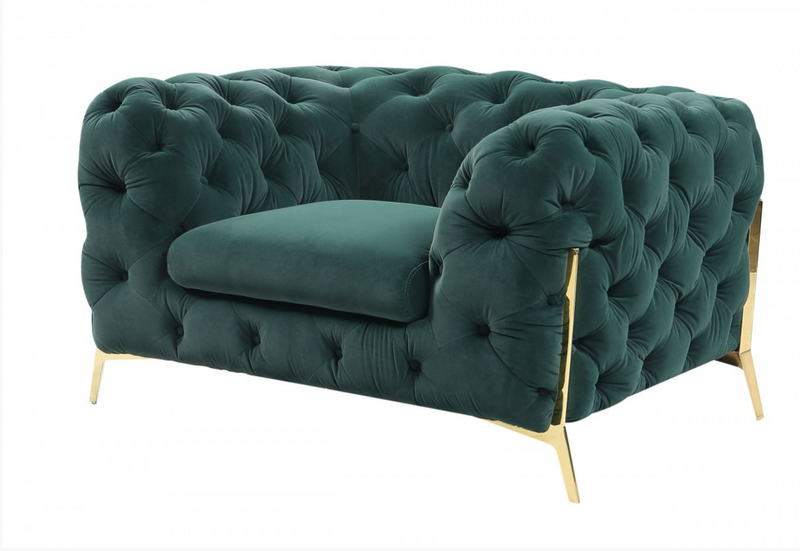 Bronte Transitional Emerald Green Fabric Chair
