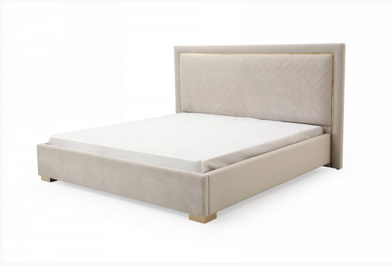 Milana Modern Off-White Velvet Bed