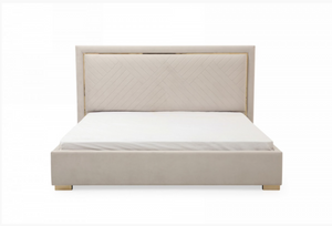 Milana Modern Off-White Velvet Bed