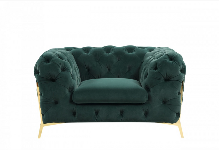 Bronte Transitional Emerald Green Fabric Chair