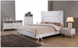 Millicent Modern White Leatherette Bed