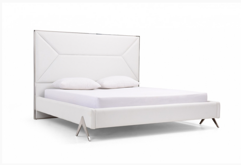 Millicent Modern White Leatherette Bedroom Set