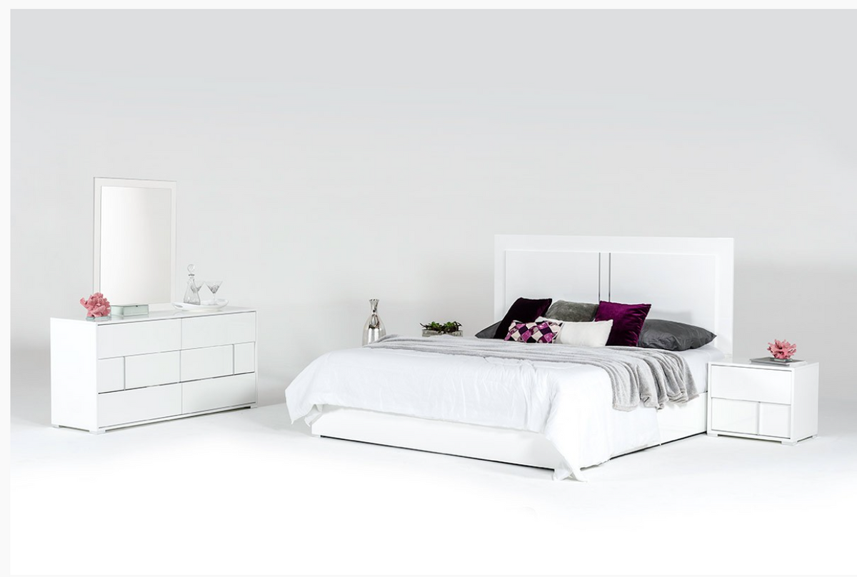 Niamh Modern White Gloss Bedroom Set
