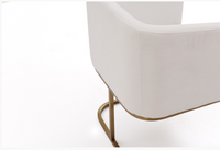 Ren Modern White Fabric & Antique Brass Dining Chair