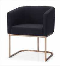 Ren Modern Black Fabric & Antique Brass Dining Chair