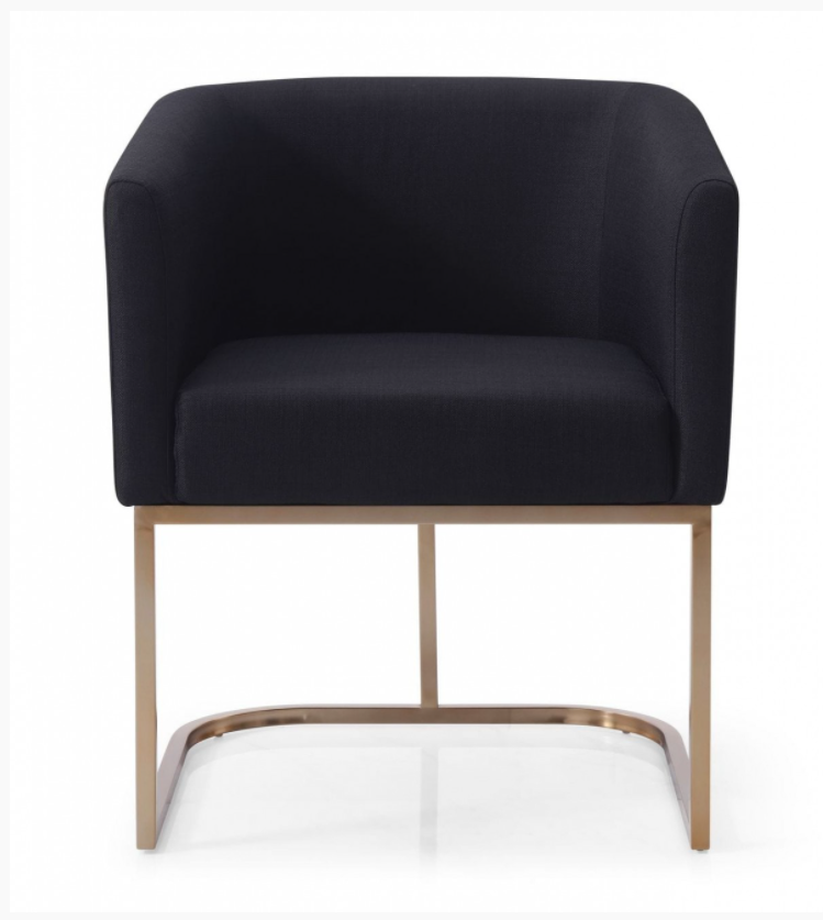 Ren Modern Black Fabric & Antique Brass Dining Chair