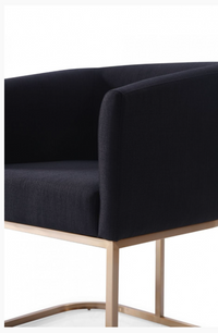 Ren Modern Black Fabric & Antique Brass Dining Chair