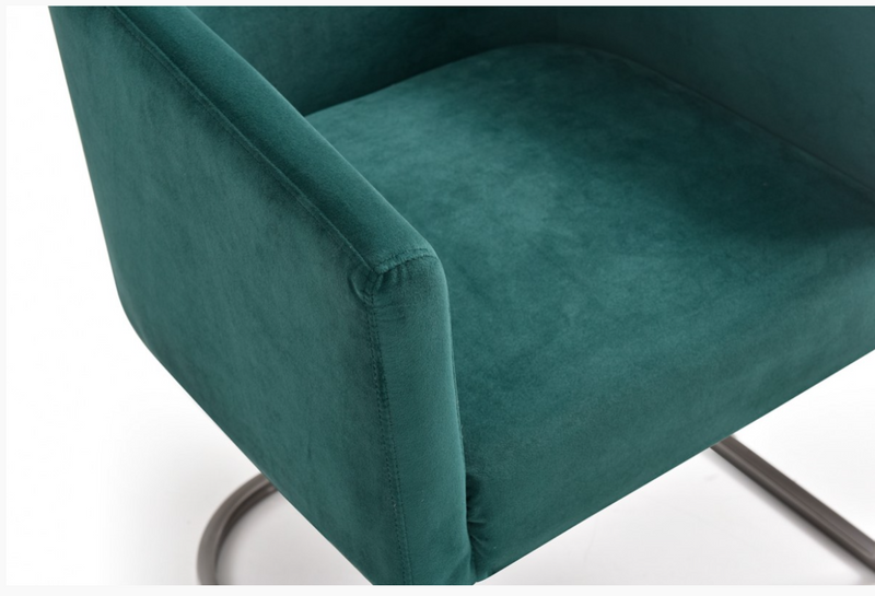 Ren Modern Green Velvet & Black Gun Metal Dining Chair