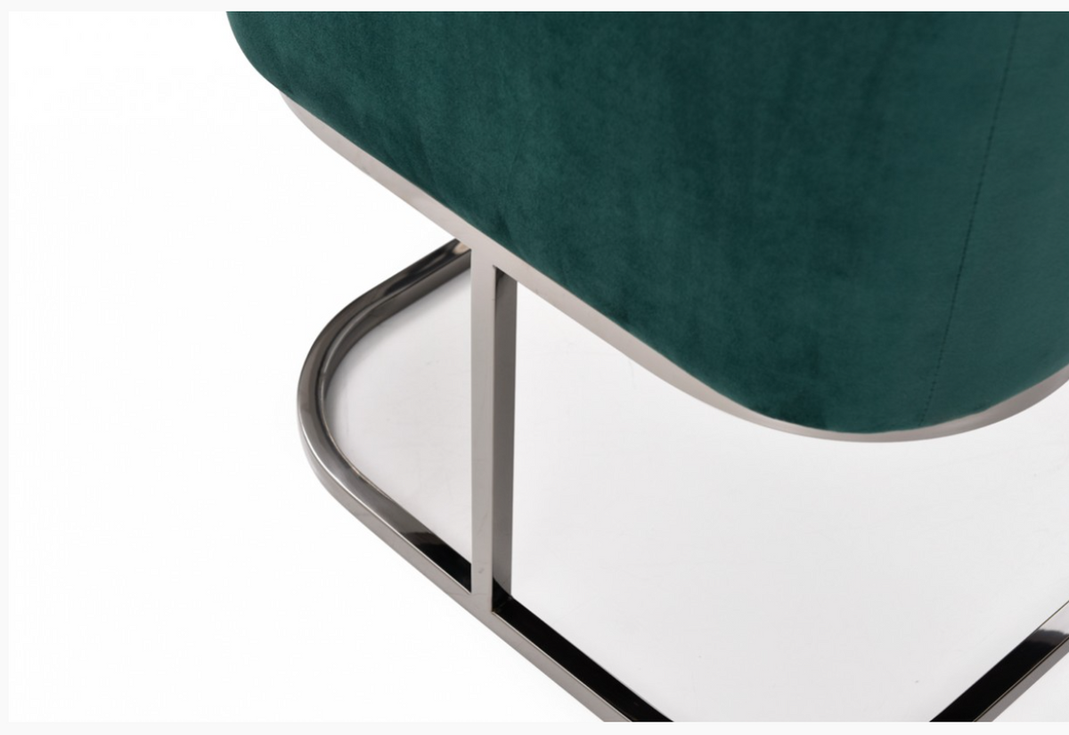 Ren Modern Green Velvet & Black Gun Metal Dining Chair