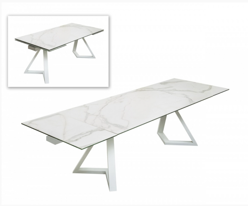 Reverie Modern White Ceramic Extendable Dining Table