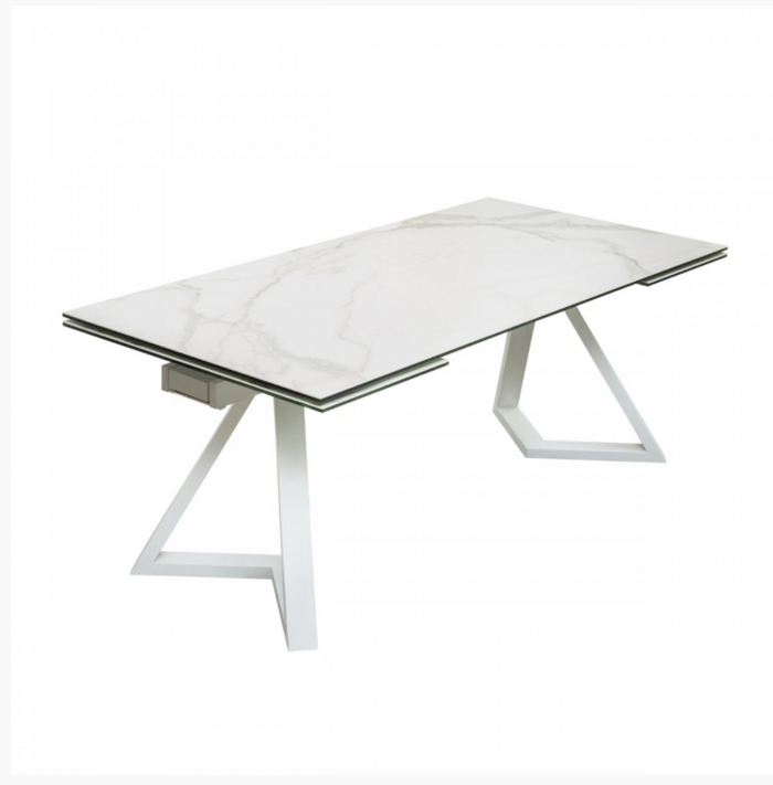 Reverie Modern White Ceramic Extendable Dining Table