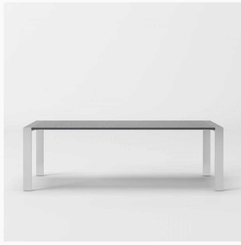 Rowena Modern Elm Grey & Stainless Steel Chrome Dining Table
