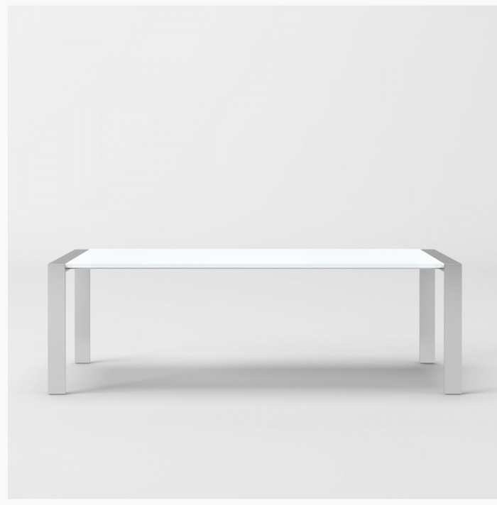 Rowena Modern White Gloss & Stainless Steel Chrome Dining Table