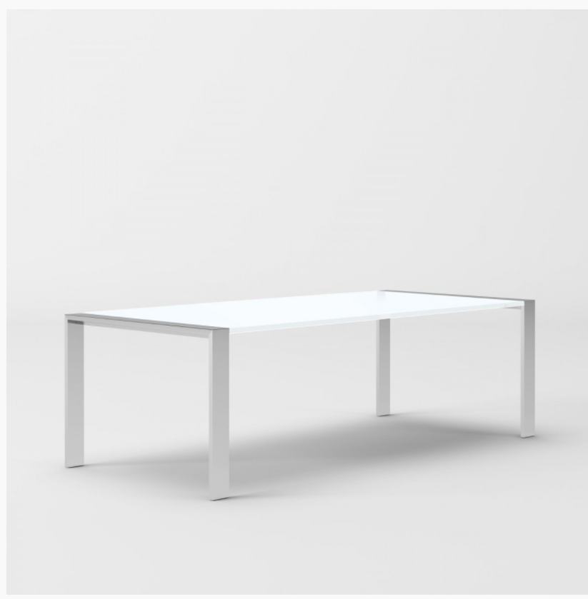 Rowena Modern White Gloss & Stainless Steel Chrome Dining Table