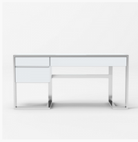 Rowena Modern White Gloss & Stainless Steel Desk