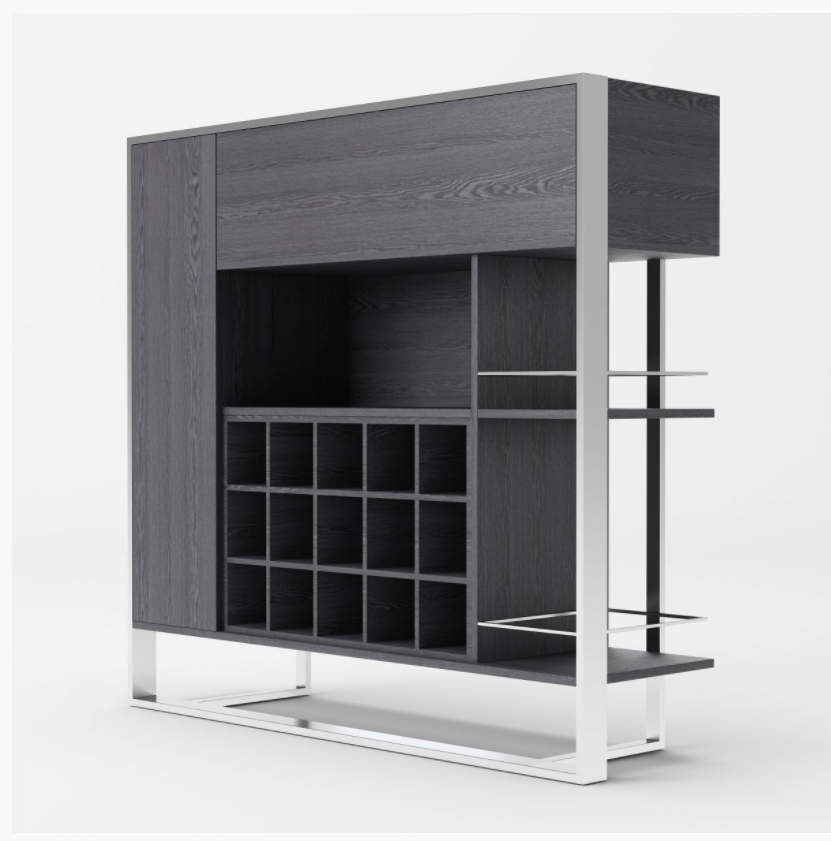 Rowena Modern Elm Grey & Stainless Steel Cabinet