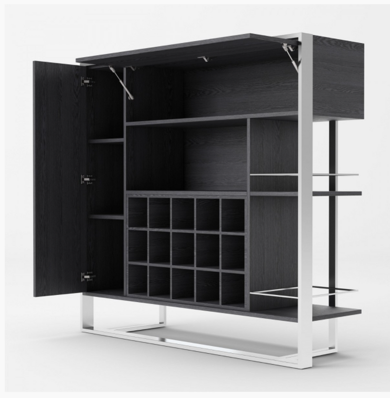 Rowena Modern Elm Grey & Stainless Steel Cabinet