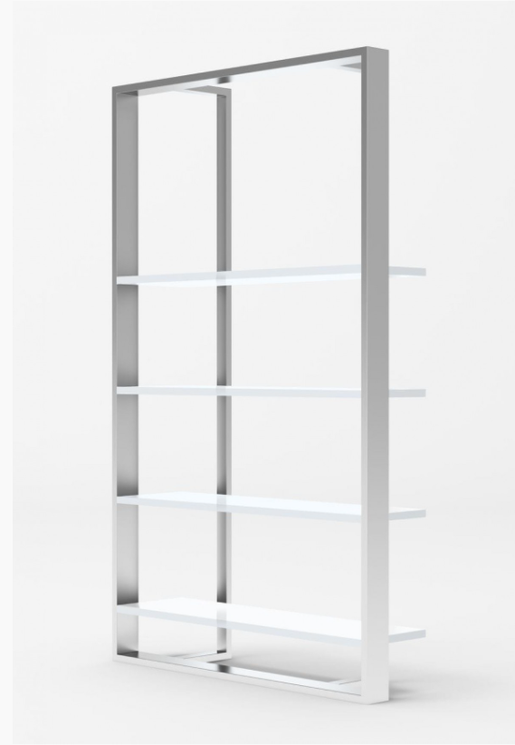 Rowena Modern White Gloss & Stainless Steel Bookshelf