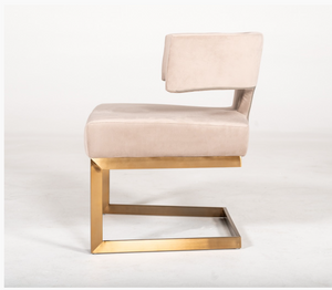 True Modern Off-White Velvet & Brass Dining Chair