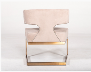 True Modern Off-White Velvet & Brass Dining Chair