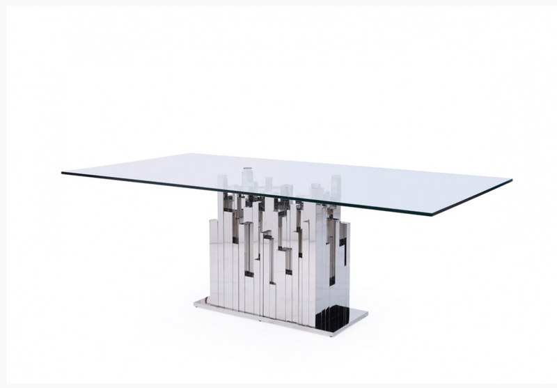 Veronica Modern Glass & Stainless Steel Dining Table