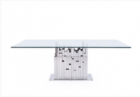 Veronica Modern Glass & Stainless Steel Dining Table
