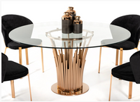 Virgil Modern Glass & Rosegold Round Dining Table