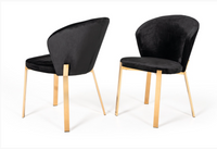 Wilfred Modern Black Velvet & Rosegold Dining Chairs (Set of 2)