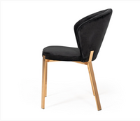 Wilfred Modern Black Velvet & Rosegold Dining Chairs (Set of 2)