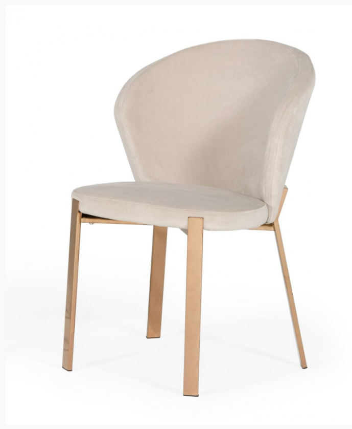 Wilfred Modern Beige Velvet & Rosegold Dining Chairs (Set of 2)