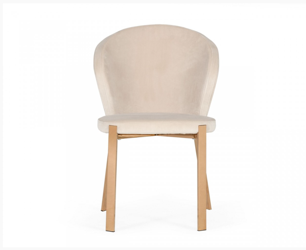 Wilfred Modern Beige Velvet & Rosegold Dining Chairs (Set of 2)