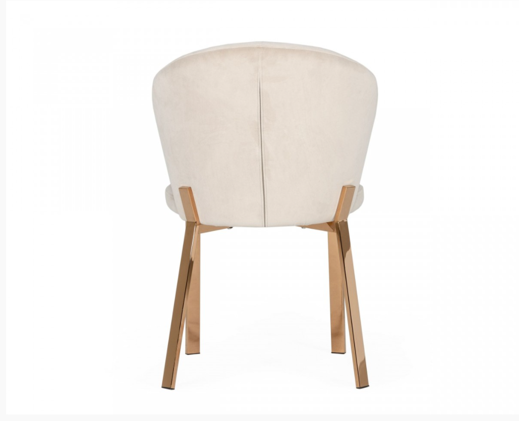 Wilfred Modern Beige Velvet & Rosegold Dining Chairs (Set of 2)