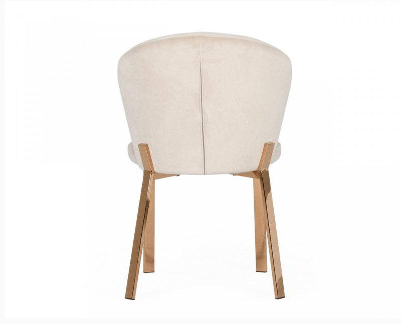 Wilfred Modern Beige Velvet & Rosegold Dining Chairs (Set of 2)