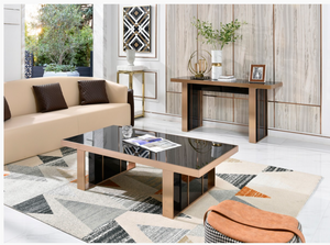 Elidi Modern Black Gloss & Rosegold Console Table