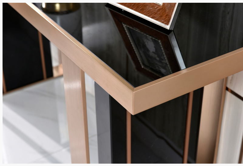 Elidi Modern Black Gloss & Rosegold Coffee Table