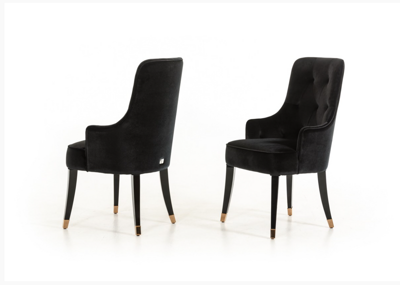 Zahra Modern Black Velvet Fabric Dining Chair