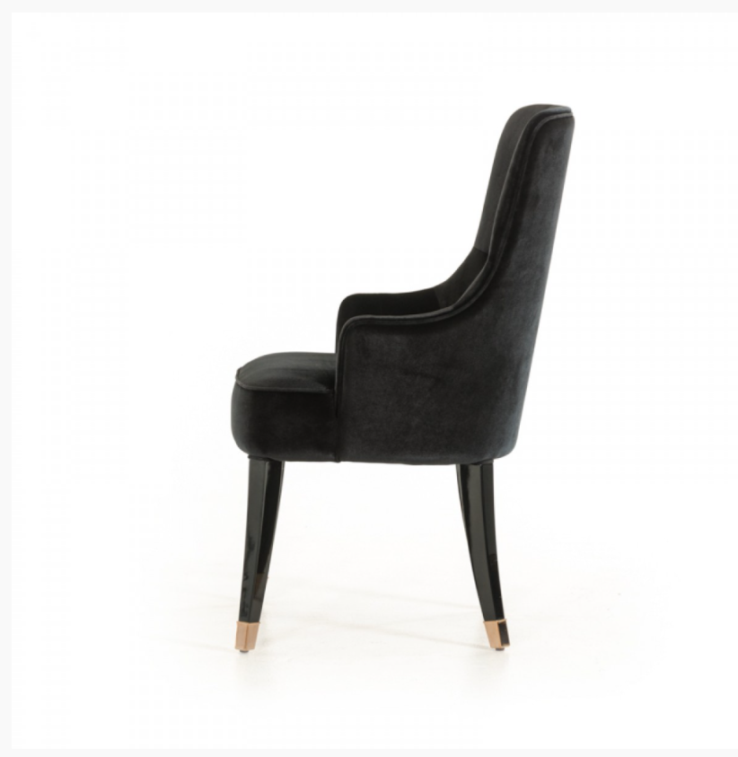 Zahra Modern Black Velvet Fabric Dining Chair