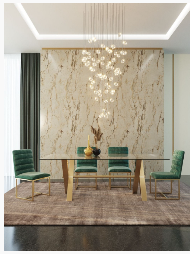 Zion Modern Glass & Brushed Gold Dining Table