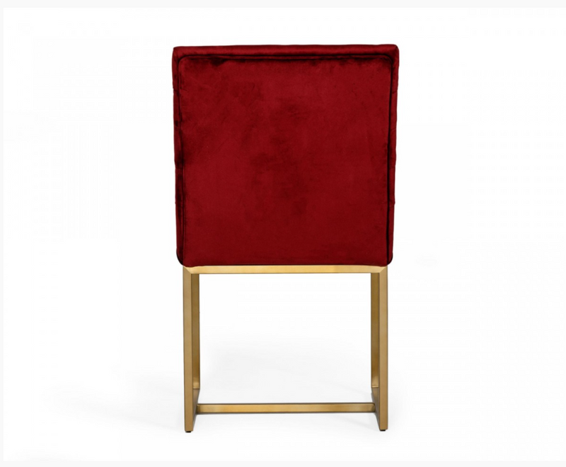 Isolde Modern Red Velvet & Brushed Gold Dining Chairs (Set of 2)