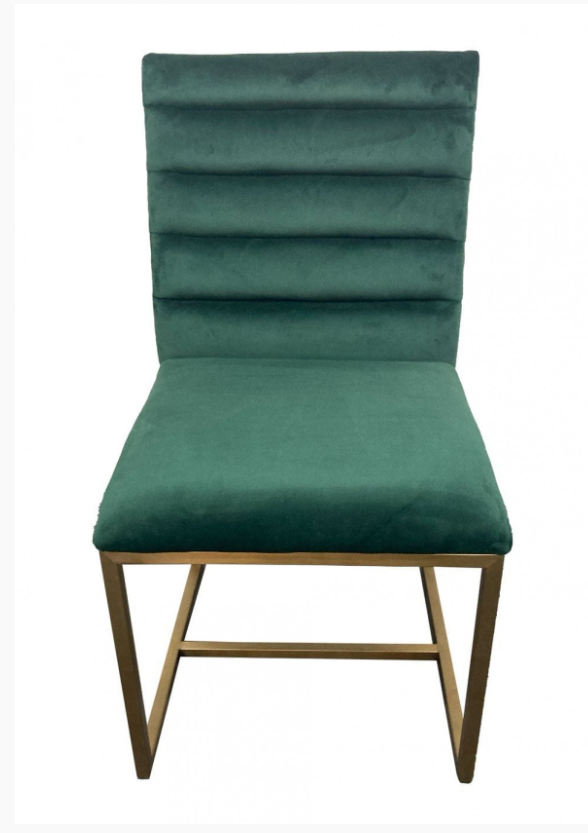 Isolde Modern Green Velvet & Brushed Gold Dining Chairs (Set of 2)