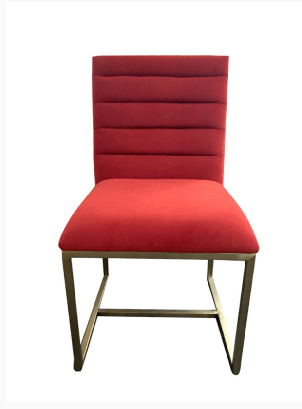 Isolde Modern Burnt Orange Velvet & Brushed Gold Dining Chairs (Set of 2)