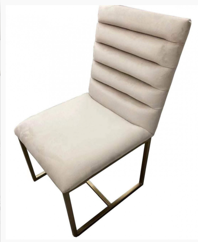 Isolde Modern Beige Velvet & Brushed Gold Dining Chairs (Set of 2)