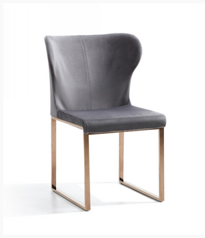 Suki Modern Grey Velvet & Rosegold Dining Chair