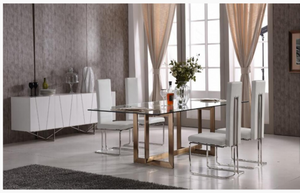 Elspeth Modern Glass & Brass Dining Table