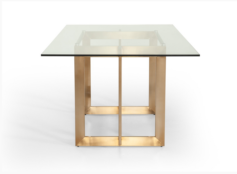 Glass and online brass dining table